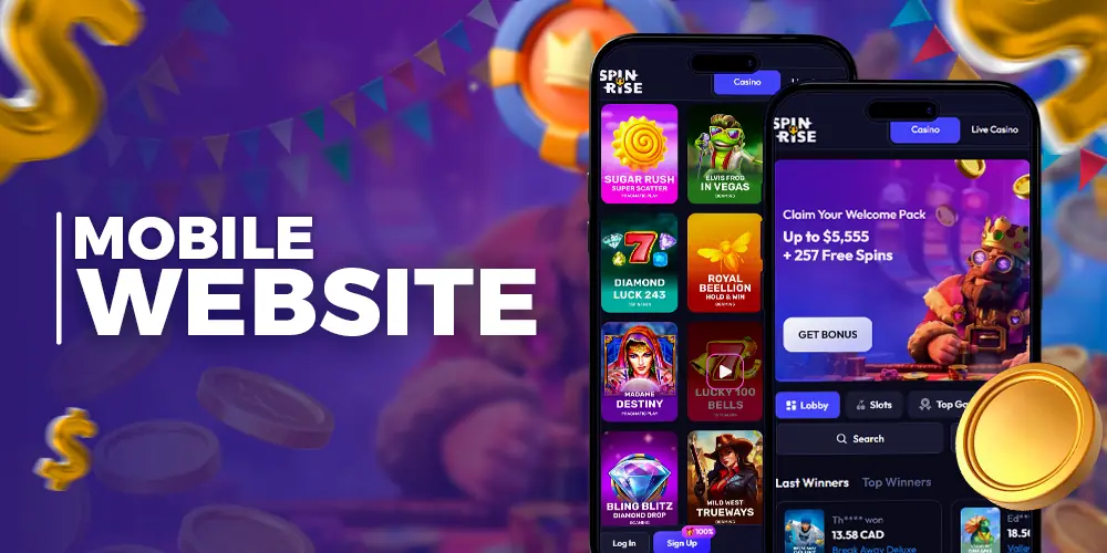 Mobile version of the casino website.