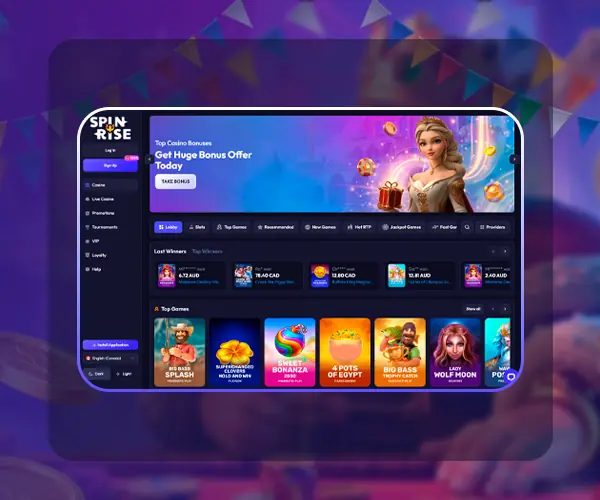 A casino website featuring games.